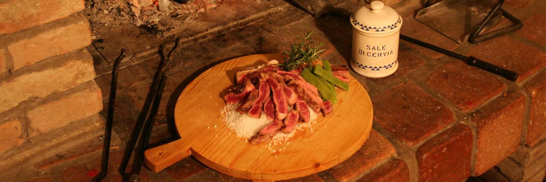 Fillet steak with herbs on a Cervia salt tile