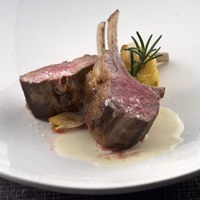 Rack of lamb with Cervia salt and fossa cheese fondue