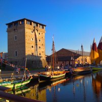 Cervia panoramica al tramonto